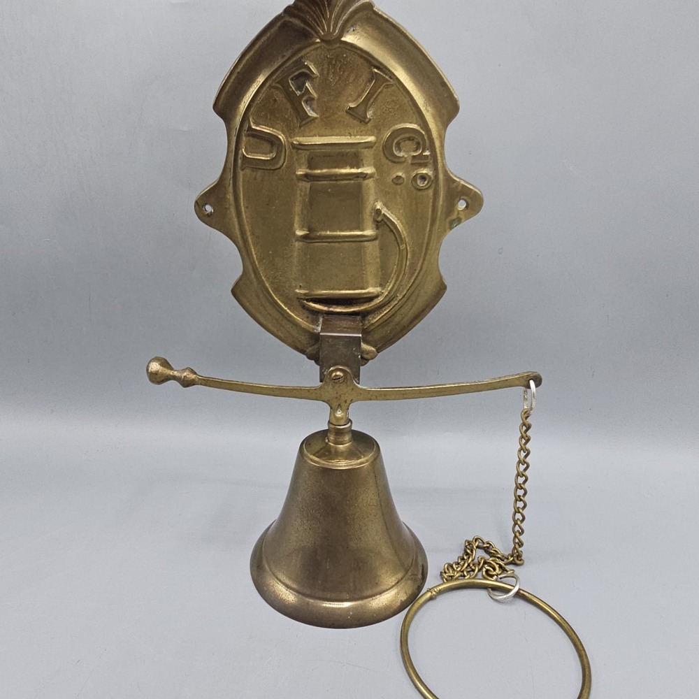 Vintage UFIC Cast Iron Brass Bell United Firemen's Insurance Co Wall Mount